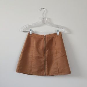 Zip Up A-Line Suede Look Skirt